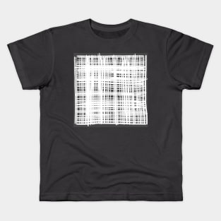 "Infinite Intersections" - White and Gray Grey Line Art Grid Art Lineart Abstract Lines Grid Pattern Artwork Kids T-Shirt